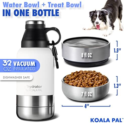 קואלה פאל 32 עוז בקבוק מים נייד לכלבים עם קערות לכלבים, בקבוק מים לנסיעות לכלבים + קערות לכלבים, בקבוק מים לבני אדם