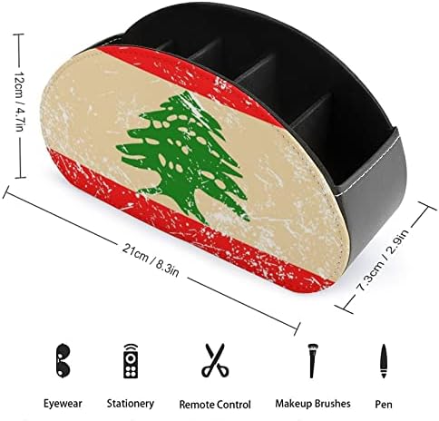 דגל רטרו לבנוני עור PU טלוויזיה מחזיקי שלט רחוק משרדי מארגן שולחן עבודה עם 5 תא עם 5 תא