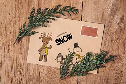 HILING עץ חג המולד חותמות ברורות לייצור כרטיסים, צבי שלג מילות שלג חותמות גומי שקופות ליומן כדורים