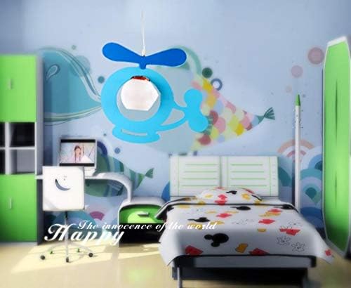 נברשת יצירתי מסוק ילדים חדר ילדים חדר מוצק עץ מטוסי שינה חמוד קריקטורה מנורה