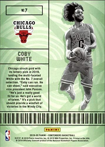 2019-20 מתמודדים ב- NBA כרטיס לוטו מס '7 קובי לבן שיקגו בולס רשמי של כרטיס מסחר בכדורסל פניני מהתחביב