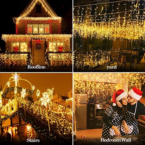 אורות מיתר חיצוניים מצחיקים 20 מ '640 LED אורות פיות חג המולד 120 טיפות אטומות למים 8 מצבים מחוץ לאורות דקורטיביים לחתונה