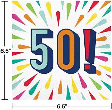 המרה יצירתית פרץ יום הולדת 50 מפיות, 6.5 , רב צבעוני