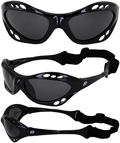Birdz 2 זוג משקפי שמש מקוטבים של Seahawk משקפי סקי סקי ספורט ספורט עפיפון ספורט, גלישה, קיאקים, 1 שחור עם עדשות כחולות