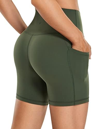 מכנסיים קצרים של ואנטוניה אופנוענים לנשים מותניים גבוהות - 6 '' מכנסי יוגה של אימון לחדר כושר נשים עם מכנסי