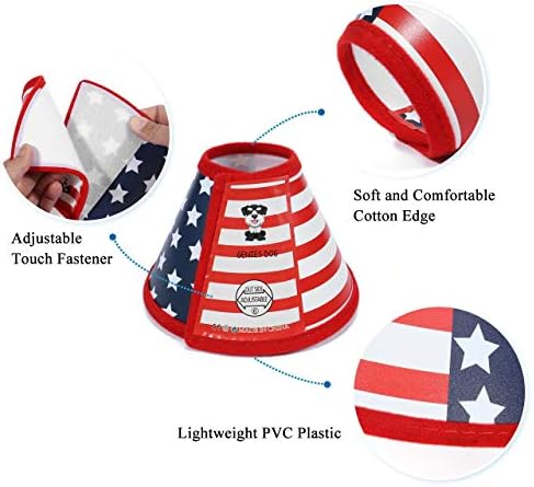 Mogoko Flag אמריקאי מחמד כירורגיה רפואית מחלה צווארון E, צווארון צוואר אליזבתני פלסטיק נוח, חרוט ראש מגן