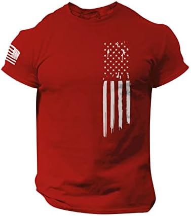4 ביולי חולצות לגברים פטריוטית קצר שרוול עגול צוואר אמריקאי עצמאות יום דגל קיץ חולצות לגברים בגדים