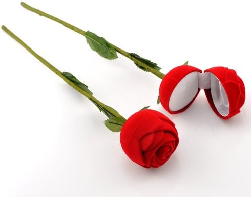 קופסת תכשיטים של יוסו, 4 יח 'קופסת טבעות ורדים עם גזע ארוך גזע ארוך קופסת אוצר אוצר אריזת טבעת עגיל רומנטית טקס