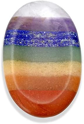 Jovivi 2.56 7 Chakra אגודל דאגה אבן חן טבעית אבן חן מגולפת גביש סגלגלי גביש דאגה צ'אקרה צ'אקרה קישוטי בית