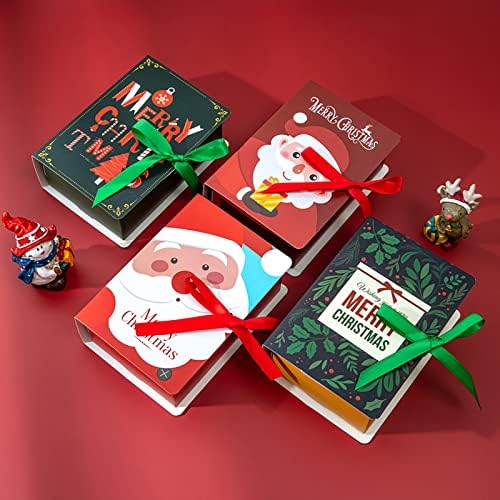 HHMEI 4PCS צורת ספר חג מולד חג ממתקים תיקי קופסאות חג המולד סנטה קלאוס קופסת מתנה ציוד קישוט קישוט SGCABI64CL8KHW