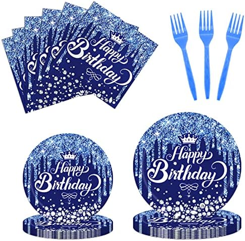 80 יחידות חיל הים כחול קישוטי יום הולדת, כחול שמח מסיבת יום הולדת כלי שולחן כולל ארוחת ערב צלחות קינוח צלחות
