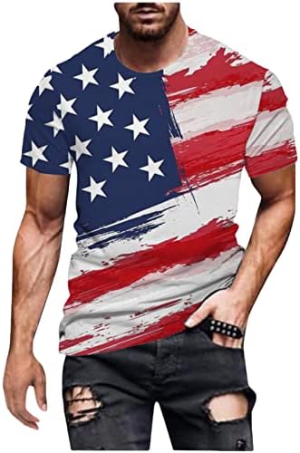 חולצת טי של יום עצמאות אמריקאית לגברים דגל שרוול קצר טי גרפי גרפי חולצה פטריוטית רופפת חולצות היפסטר ספורטיביות