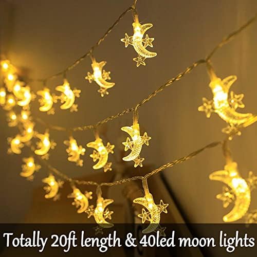 Fielegen 40 LED אורות מיתרים ירח סוללה המופעלת 20ft Moon Mini Fairy Fairy Light