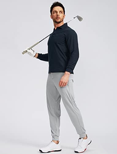 מכנסי רץ גולף לגברים עם 5 כיסים רזים מתאימים מכנסי טרנינג ריצה שמלת נסיעות מכנסי עבודה לגברים (Halo Gray, XL
