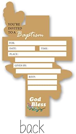 טבילה של אולאזום הזמנות למסיבות טבילה טבילה אלגנטית בצורת צולבת הזמנות מילוי סטיות של 15 עם מעטפות הזמנות