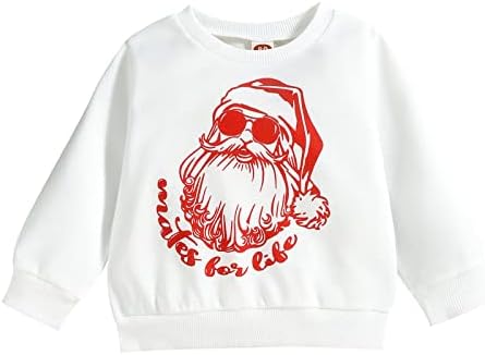 קפוצ'ונים של ילדה חמודה בנות בנות בנות חג המולד שרוול ארוך הדפסים סנטה סוודר חולצת חולצת חולצת סווטשירט