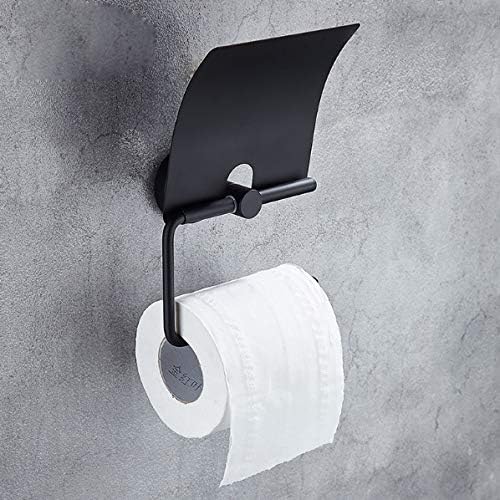 GKMjki תמציתי קיר שחור הר טואלט מחזיק נייר חדר אמבטיה מחזיקי נייר גליל נירוסטה עם חומרת אמבטיה כיסוי
