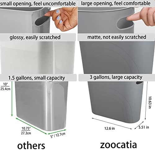 Zoocatia זבל קטן יכול לפח זבל פח מכולה עם ידיות 3 גלונים פסולת פלסטיק לפסולת אמבטיה, חדר שינה, משרד, מטבח,