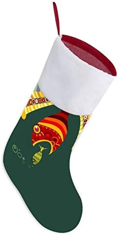 גרב תלייה של דגים מצחיקים גרביים מדפיסים קישוטי אח עץ חג המולד