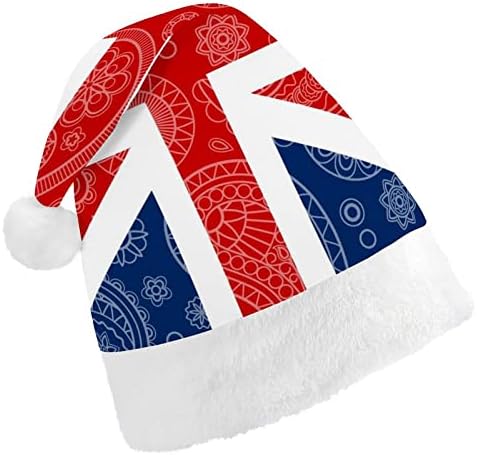 בריטי פייזלי דגל חג המולד כובע סנטה כובע עבור יוניסקס מבוגרים נוחות קלאסי חג המולד כובע עבור מסיבת חג המולד חג