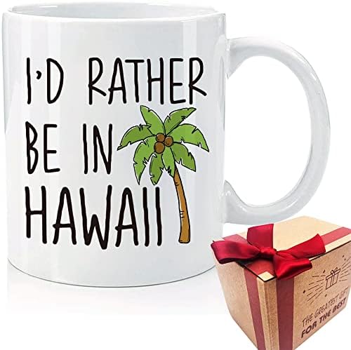 אני מעדיף להיות בהוואי ספל, מצחיק הוואי מאהב ספל מתנות חג המולד יום הולדת, מצחיק ייחודי הוואי מזכרות ספלי מתנה לגבר אישה