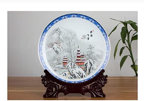 צלחת קרמיקה של Ldchnh מסורתית בסגנון סיני סצנת שלג חרסינה חרסינה מוטופית למלון סלון