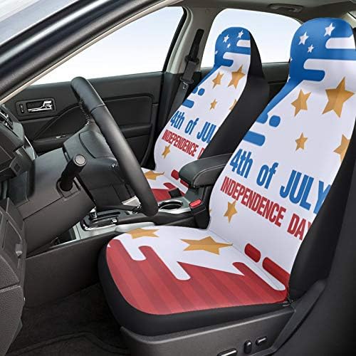 Youngkids 4 ביולי מכסה מושב מכונית הדפסה כרית מושב קדמית אוניברסלית קדמית אוניברסלית לרכב שטח/מכוניות/משאיות, יום העצמאות