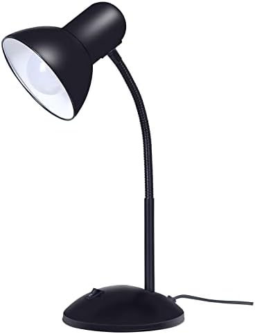 מנורת שולחן LED של Yeximee, מנורת שולחן צוואר אווז שחור מתכווננת, מנורות שולחן לימוד עין לחדר שינה, חדר לימוד