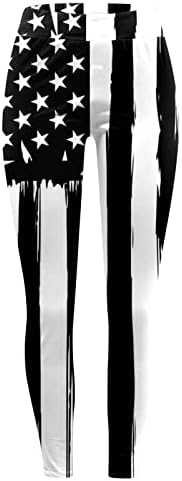 דגל אמריקאי פטריוטי ליגלי נשים המותניים הגבוהות בארהב דגל יוגה מכנסי יוגה קל משקל קל טייץ 'אימון דחיסה באורך מלא