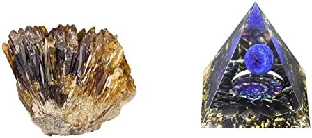 צרור Mookaitedecor - 2 פריטים: ענבר גולמי טבעי אשכול גביש אשכול גאוד אבן ולפיס לזולי כדור קריסטל פירמידה אורגון