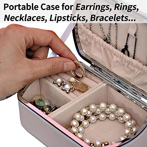 קופסת תכשיטים לנסיעות עור EUBAFUR - תכשיטים מיני ניידים לנשים לנשים נערות חנות עגיל, טבעת, תליון, שרשרת, צמיד,
