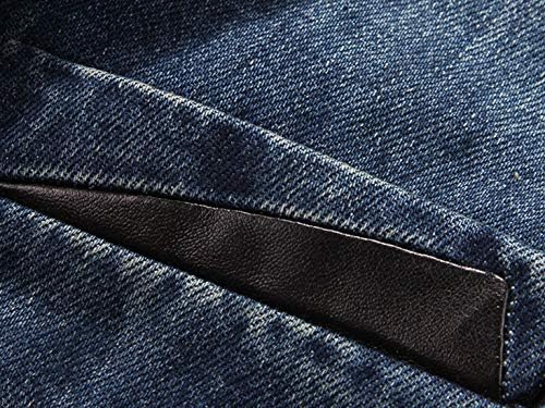 פריט ניאו -איש ספורט צווארון מחורץ 2 כפתור דק ומצוקה ג 'ג'ינס מעיל בלייזר מעיל עור עור