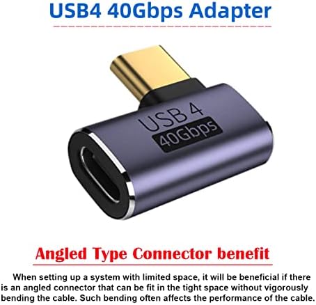 CY 40GBPs USB4 סוג C זכר לנקבה 90 מעלות זווית ימנית שמאלה 100 וואט נתוני כוח 8K מתאם וידאו עבור USB4.0