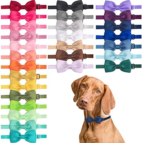 28 יחידות עניבות קשת כלבים, טפוח קשרי צוואר עם עניבת קשת חיות מחמד של חתול גור מתכוונן.
