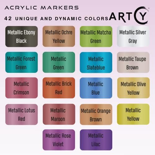 Artcy 30 סמני צבע אקריליים קצה Med, 18 עטים של צבע אקרילי מטאלי קצה עדין נוסף. צרור לציור סלע, ​​עץ, בד, כרטיס,