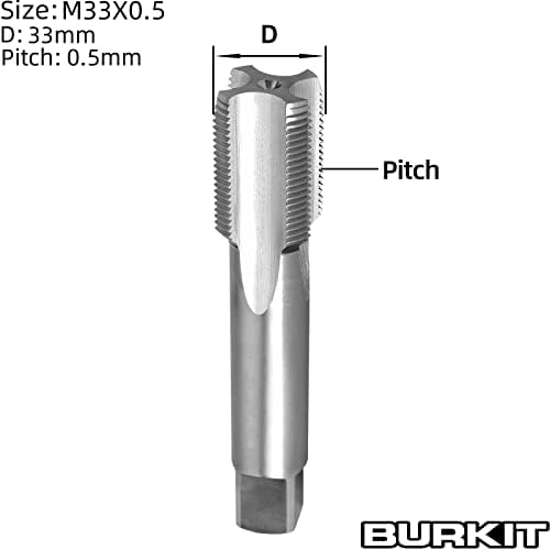 Burkit M33 x 0.5 חוט ברז על יד ימין, HSS M33 x 0.5 ברז מכונה מחורצת ישר