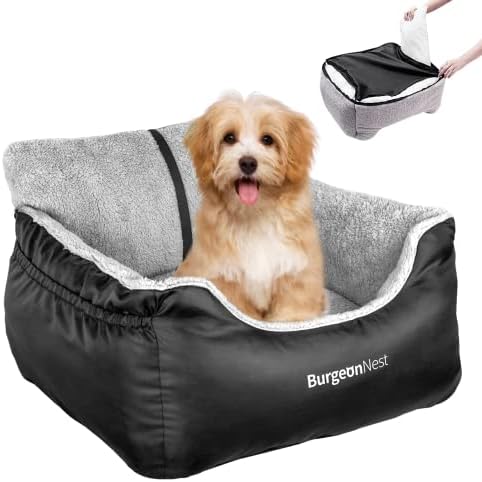 מושב מכונית כלבים בורגונסט לכלבים קטנים, מושבי מכוניות של כלבים ניתנים לניתוק וניתנים לכביסה, קטנים מתחת לגיל 25, מושבי