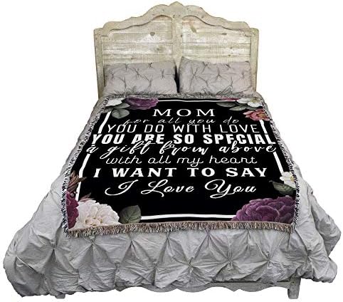 אמא של אורג כפרי טהור אמא לכל מה שאתה עושה פרחי שמיכה - שטיח מתנה לזרוק ארוג מכותנה - תוצרת ארהב