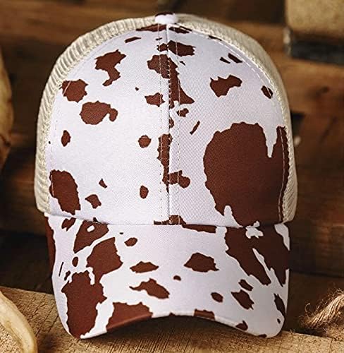 נשים פרה הדפסת קוקו חור בייסבול כובעי כובע פוני כריס צלב מבולגנים לחמניית כובע רשת משאית שמש כובע