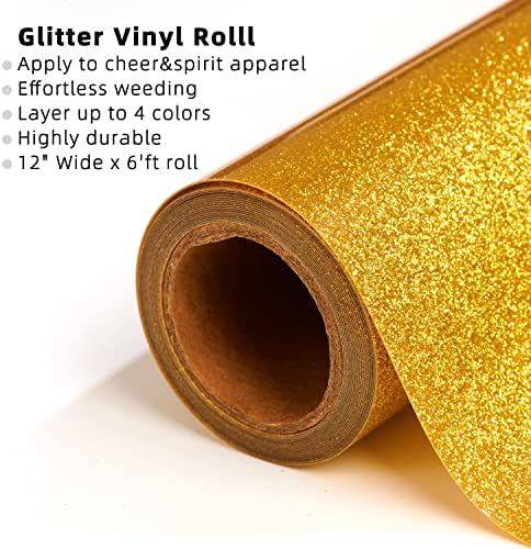 Fansiguar Royal Blue Glitter HTV Roll -12 ברזל x6ft על העברת חום ויניל למתנות חולצות DIY