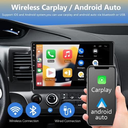 2+32 גרם סטריאו לרכב אנדרואיד עבור הונדה סיוויק 2006-2011 תומכים באוטו אנדרואיד Carplay Wireless Auto עם מסך מגע קפקטיבי
