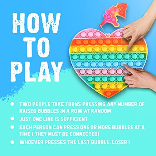 Popit Play Mega Pop It It - Rainbow Heart 8 אינץ '100 בועות גדול