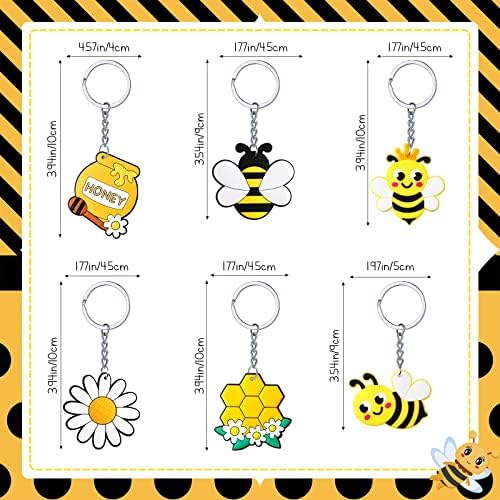 24 יח 'חמוד מחזיק מפתחות דבורים מסיבת דבורים מעדיפות מתנות קישוטי דבורים פרח דבש דבש דבש סירי דבורה מתנות שרשרות מפתח