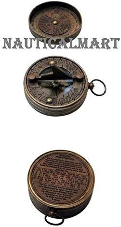 Nauticalmart Pocket Sundial Compass w/מכסה ציוד קמפינג חיצוני