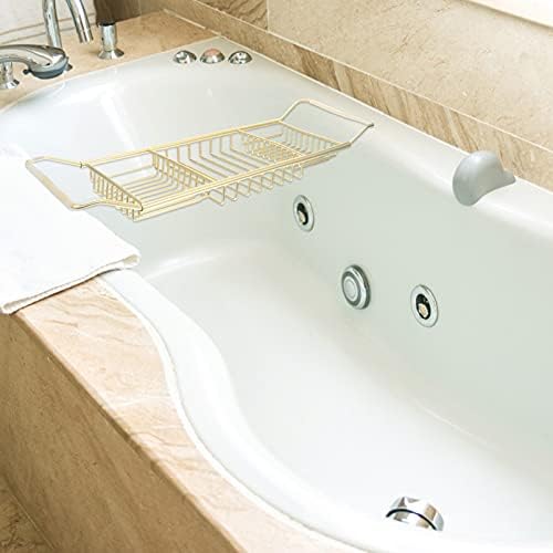 אמבטיה קאדי הניתנת להרחבה מגש אמבטיה מקלחת חוט פלדה חוט קאדי ללא החלקה מעל מארגן אמבטיה עם צידי הרחבה אמבטיה אמבטיה