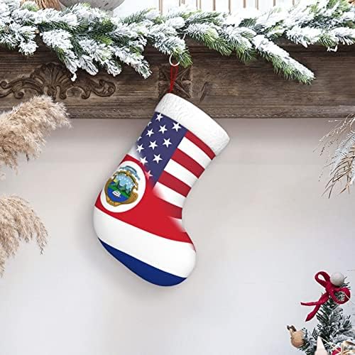 דגל אמריקה של TZT ודגל קוסטה ריקה גרבי חג המולד, מתנות למסיבת חג חג המולד לקישוטים לחג משפחתי 18 אינץ '