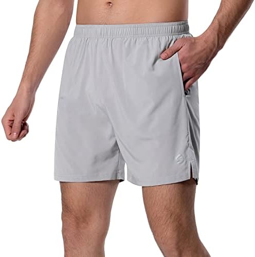 מכנסיים קצרים בגודל 5 אינץ 'של מכנסי אימון קל משקל אימון אתלטי מכנסי כושר עם כיסי רוכסן