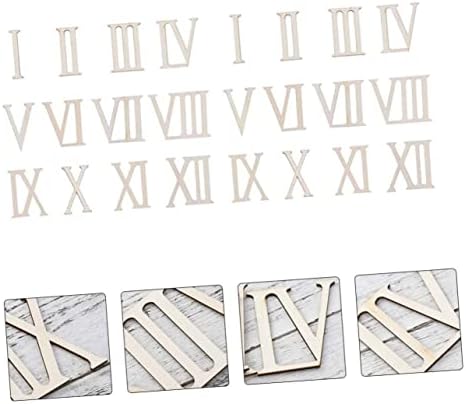 24 יחידות / 2 סטים ספרה רומית שבבי עץ מכתב קישוט שעונים דיגיטליים קישוט מלאכות עץ אותיות אלפבית מספרים רומיים מגזרת ספרה רומית