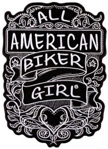 נערת האופנוענים האמריקאית, טלאי - כל האופנועים האמריקאים נערת חוט גבוה ברזל -על חום אטום גיבוי של אופנוענים תפור אופנוענים