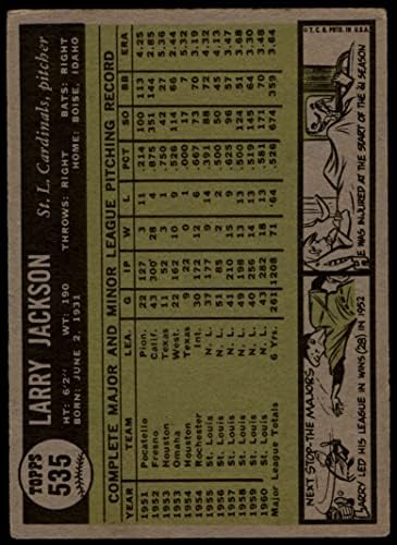 1961 Topps 535 לארי ג'קסון סנט לואיס קרדינלס כרטיסי דין 2 - קרדינלים טובים